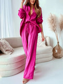 Solid 2-Piece Set: Blouse and Pants