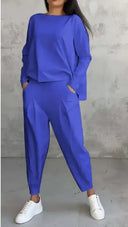 Women’s Sports Set Long Sleeve Top & Pleated-Leg Pants
